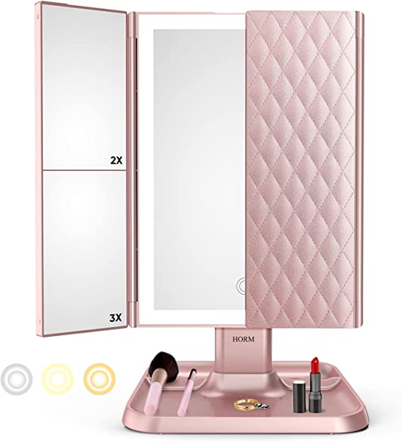 Tri-Fold LED Makeup Mirror