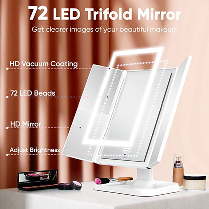 Tri-Fold LED Makeup Mirror