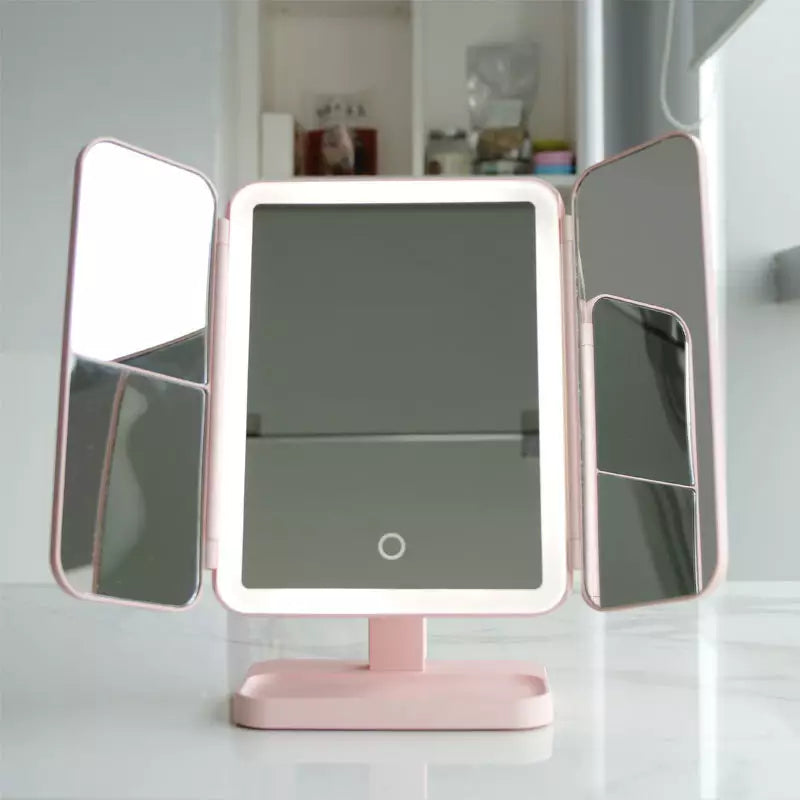 Tri-Fold LED Makeup Mirror